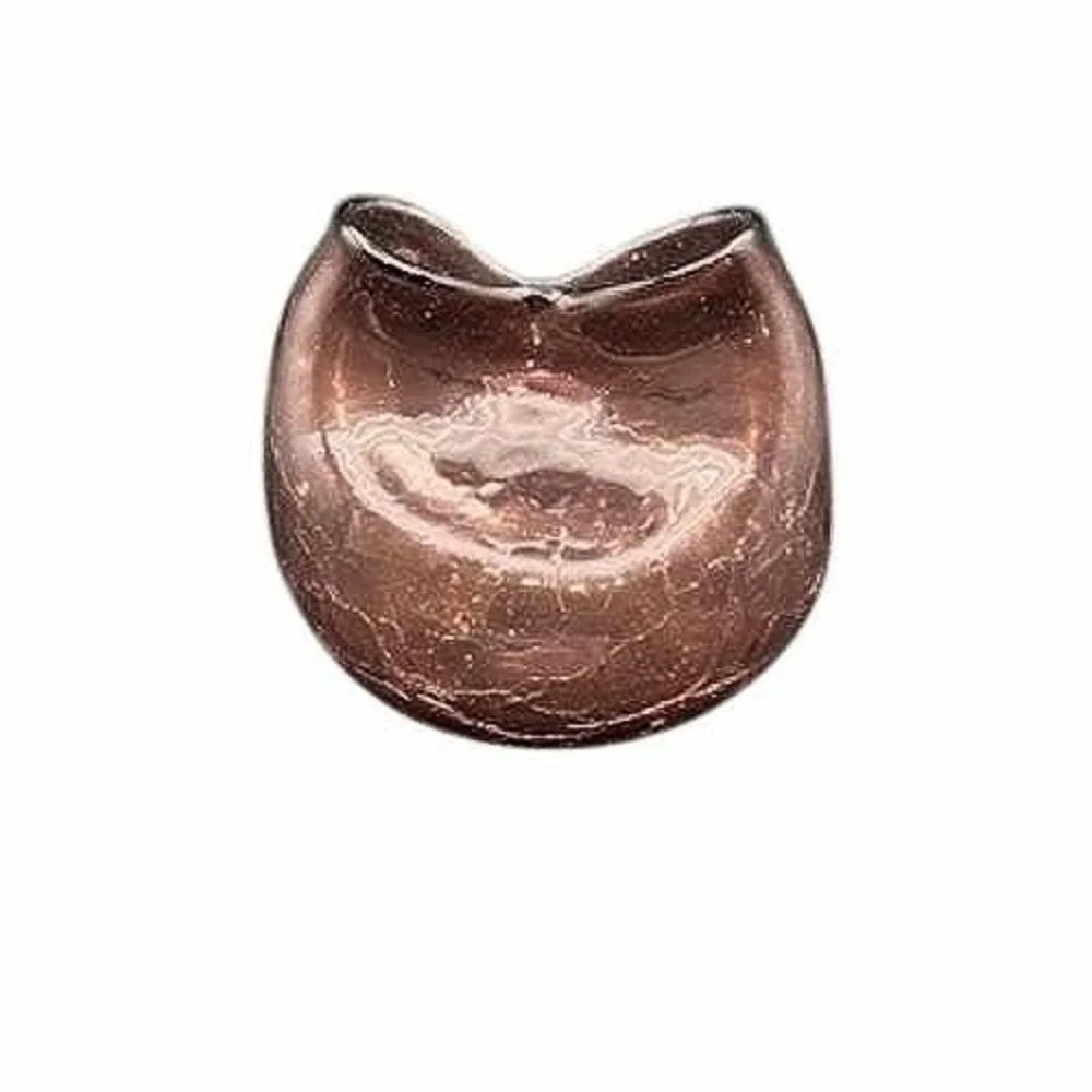 Vintage Blenko Amethyst Art Glass Vase Crackle MCM Hand Blown‎ Decor